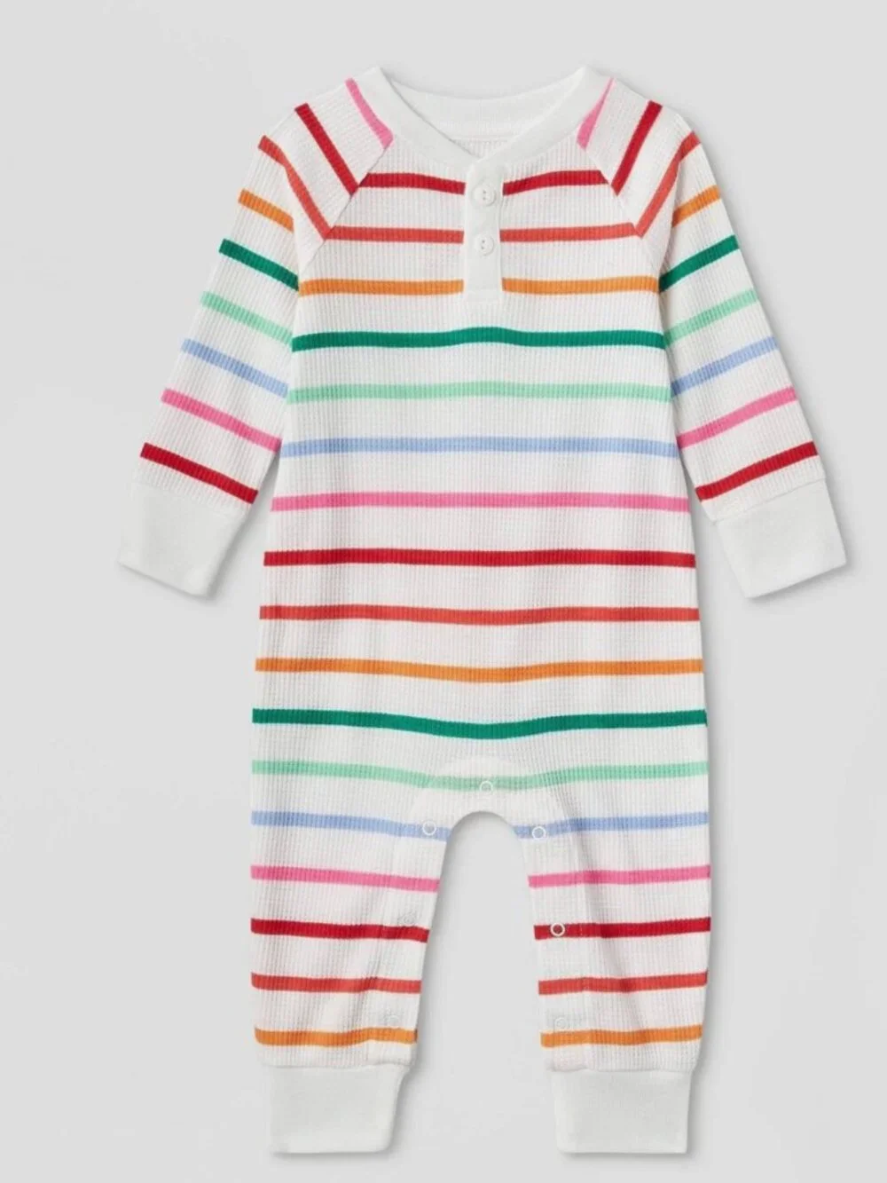 Baby Striped Matching Family One-Piece Pajama - Wondershop Cream 6-9M